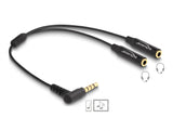 Delock Audio Splitter Klinkenstecker 3,5 mm zu 2 x Klinkenbuchse 3,5 mm 4 Pin gewinkelt