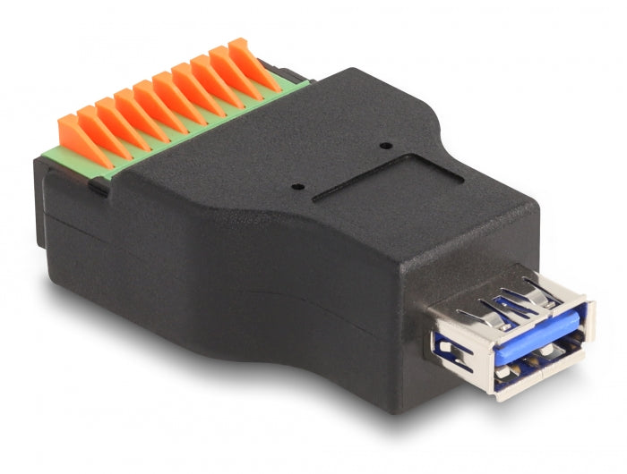 Delock USB 3.2 Gen 1 Typ-A Buchse zu Terminalblock Adapter mit Drucktaster