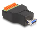 Delock USB 3.2 Gen 1 Typ-A Buchse zu Terminalblock Adapter mit Drucktaster