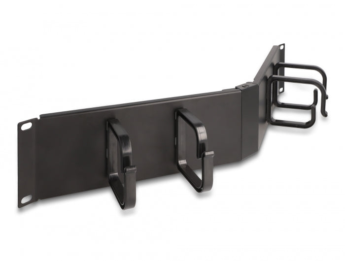 Delock 19″ Kabelmanagement Rangierpanel mit 4 Bügeln 2 HE gewinkelt schwarz
