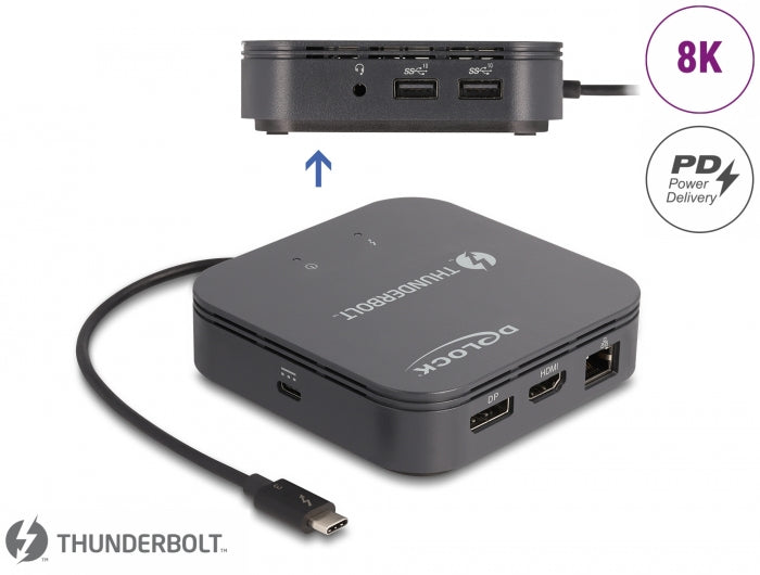 Delock Thunderbolt™ 3 Mini Dockingstation 8K - DisplayPort / HDMI / USB / LAN / Audio / PD 3.0