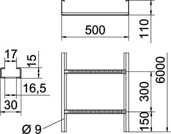 BETTERMANN Kabelleiter 110x500x6000mm WKLG-Serie WKLG 1150 A2 Profil ungelocht