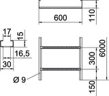 BETTERMANN Kabelleiter 110x600x6000mm WKLG-Serie WKLG 1160 A2 Profil ungelocht
