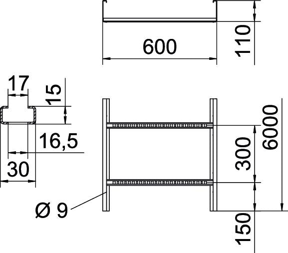 BETTERMANN Kabelleiter 110x600x6000mm WKLG-Serie WKLG 1160 A4 Profil ungelocht