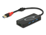Delock Externer USB 5 Gbps Hub USB Typ-A > 3 x USB Typ-A + 2 Slot SD Card Reader