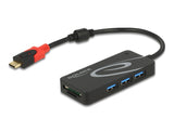 Delock Externer USB 3.2 Gen 1 Hub USB Type-C™ > 3 x USB Typ-A + 2 Slot SD Card Reader schwarz