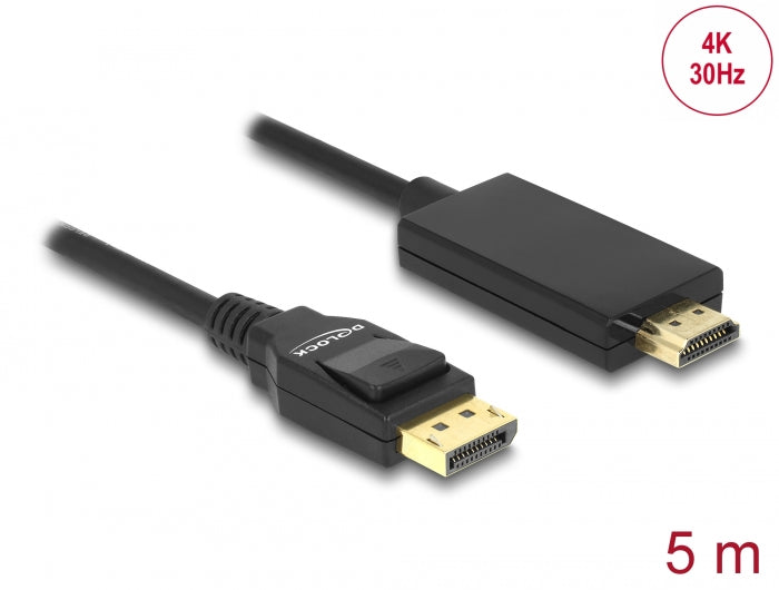 Delock Kabel DisplayPort 1.2 Stecker > High Speed HDMI-A Stecker Passiv 4K 30 Hz 5 m schwarz