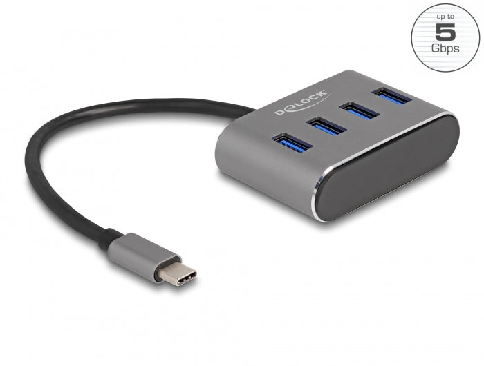 Delock 4 Port USB 5 Gbps Hub mit USB Type-C™ Anschluss – USB Typ-A Buchsen oben