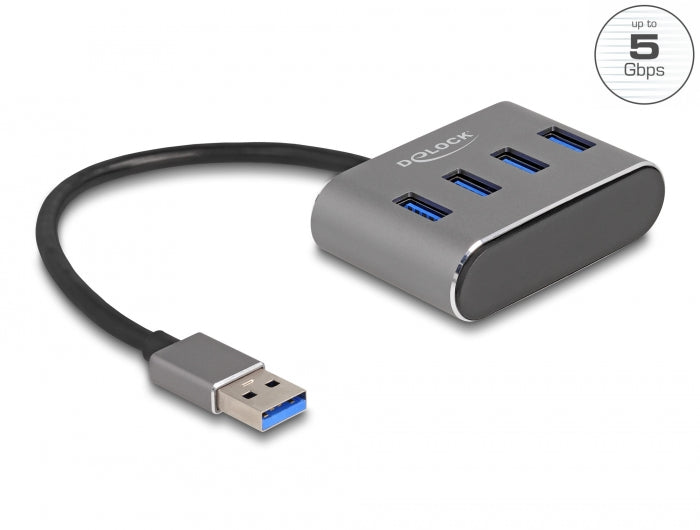 Delock 4 Port USB 5 Gbps Hub mit USB Typ-A Anschluss – USB Typ-A Buchsen oben