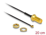 Delock Antennenkabel RP-SMA Buchse zum Einbau zu I-PEX Inc., MHF® I Stecker 1.13 20 cm Gewindelänge 10 mm