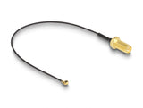 Delock Antennenkabel RP-SMA Buchse zum Einbau zu I-PEX Inc., MHF® I Stecker 1.13 20 cm Gewindelänge 10 mm