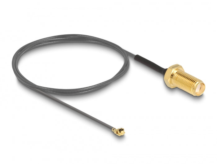 Delock Antennenkabel SMA Buchse zum Einbau zu I-PEX Inc., MHF® I Stecker 1.13 50 cm Gewindelänge 10 mm