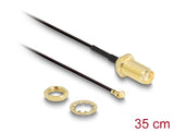 Delock Antennenkabel SMA Buchse zum Einbau zu I-PEX Inc., MHF® I Stecker 1.37 35 cm Gewindelänge 10 mm