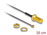Delock Antennenkabel RP-SMA Buchse zum Einbau zu I-PEX Inc., MHF® I Stecker 1.13 35 cm Gewindelänge 10 mm 6 GHz