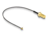 Delock Antennenkabel RP-SMA Buchse zum Einbau zu I-PEX Inc., MHF® I Stecker 1.13 20 cm Gewindelänge 10 mm 6 GHz