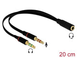 Delock Headset Adapter 1 x 3,5 mm 4 Pin Klinkenbuchse zu 2 x 3,5 mm 3 Pin Klinkenstecker