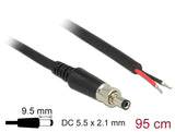 Delock Stromversorgungskabel DC 5,5 x 2,1 x 9,5 mm verschraubbar zu offenen Kabelenden 95 cm