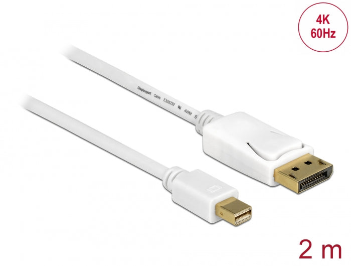 Delock Kabel Mini DisplayPort 1.2 Stecker > DisplayPort Stecker 4K 60 Hz 2,0 m