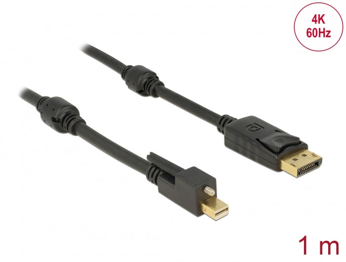 Delock Kabel Mini DisplayPort 1.2 Stecker mit Schraube > DisplayPort Stecker 4K 60 Hz 1 m