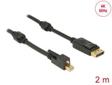 Delock Kabel Mini DisplayPort 1.2 Stecker mit Schraube > DisplayPort Stecker 4K 60 Hz 2 m