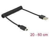 Delock Kabel USB 2.0-A Stecker > USB mini Stecker Spiralkabel