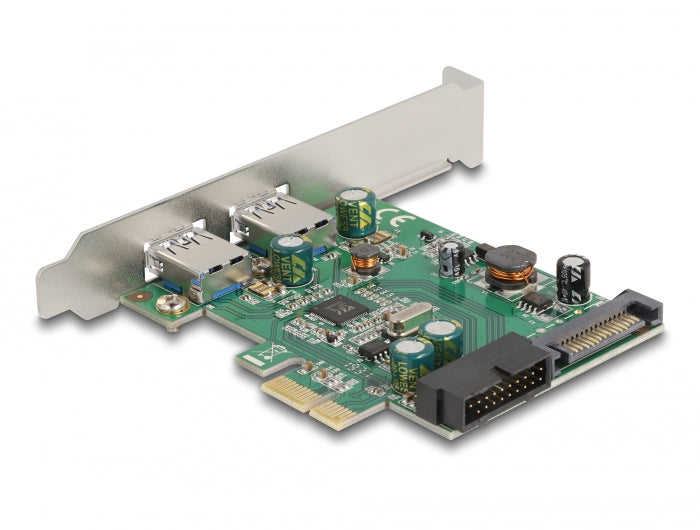 Delock PCI Express x1 Karte zu 2 x extern USB 3.2 Gen 1 Typ-A + 1 x intern 19 Pin USB Pfostenstecker - Low Profile Formfaktor
