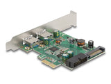 Delock PCI Express x1 Karte zu 2 x extern USB 3.2 Gen 1 Typ-A + 1 x intern 19 Pin USB Pfostenstecker - Low Profile Formfaktor