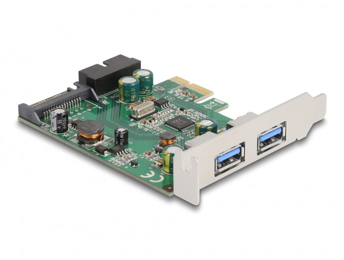 Delock PCI Express x1 Karte zu 2 x extern USB 3.2 Gen 1 Typ-A + 1 x intern 19 Pin USB Pfostenstecker - Low Profile Formfaktor