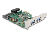 Delock PCI Express x1 Karte zu 2 x extern USB 3.2 Gen 1 Typ-A + 1 x intern 19 Pin USB Pfostenstecker - Low Profile Formfaktor