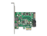 Delock PCI Express x1 Karte zu 2 x extern USB 3.2 Gen 1 Typ-A + 1 x intern 19 Pin USB Pfostenstecker - Low Profile Formfaktor