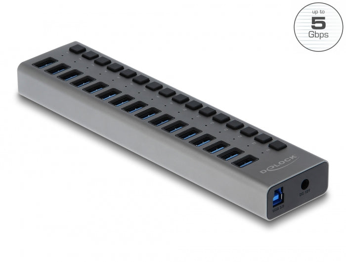 Delock Externer USB 5 Gbps Hub mit 16 Ports + Schalter