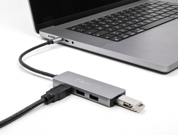 Delock 4 Port USB 5 Gbps Hub mit USB Type-C™ Anschluss – USB Typ-A Buchsen seitlich