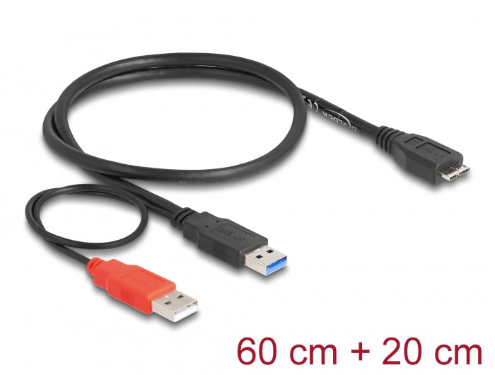 Delock USB 5 Gbps Kabel Typ-A Stecker + USB Typ-A Stecker zu USB 5 Gbps Typ Micro-B Stecker 60 cm