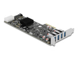 Delock PCI Express x4 Karte zu 4 x extern SuperSpeed USB 5 Gbps (USB 3.2 Gen 1) USB Typ-A Buchse Quad Channel - Low Profile Formfaktor
