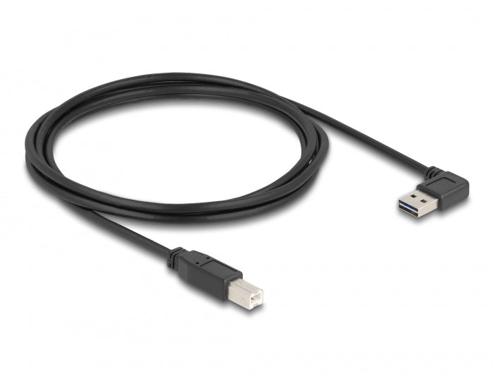 Delock Kabel EASY-USB 2.0 Typ-A Stecker gewinkelt links / rechts > USB 2.0 Typ-B Stecker 2 m