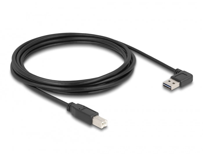 Delock Kabel EASY-USB 2.0 Typ-A Stecker gewinkelt links / rechts > USB 2.0 Typ-B Stecker 3 m