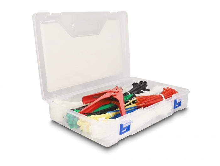 Delock Kabelbinder Sortimentsbox mit Kabelbinderzange 600-teilig farbig