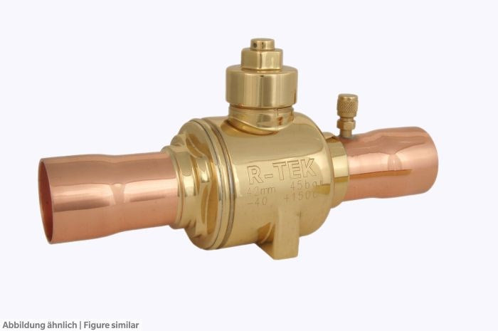 Kugelabsperrventil Refairco 42mm löt mit Schraderanschluss, Geh.Ms/Anschl.Cu