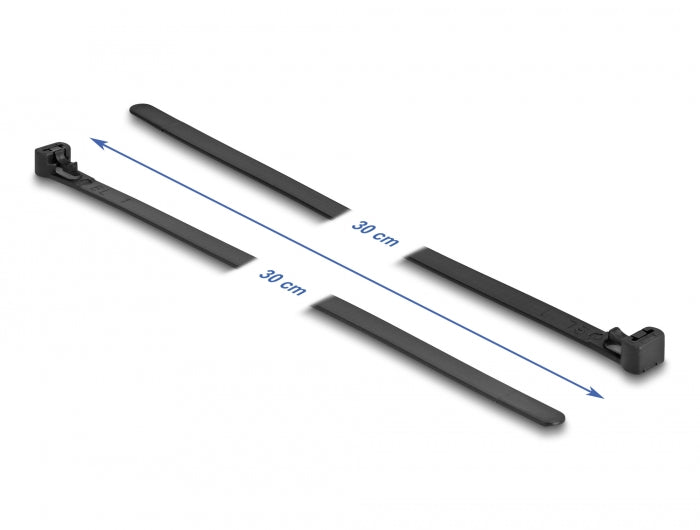 Delock Kabelbinder wiederverwendbar hitzebeständig L 300 x B 7,6 mm 100 Stück schwarz
