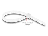 Delock Kabelbinder wiederverwendbar L 200 x B 7,2 mm 100 Stück weiß