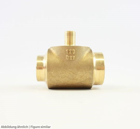 T-Stück Messing 1-1/8 x 1/4 x 1-1/8" max. 120bar, -40...150°C