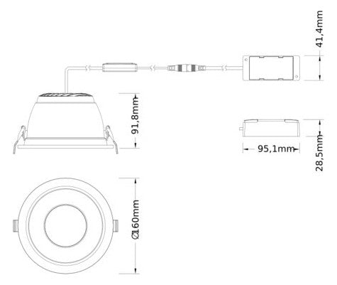 LEDVANCE LED-Einbaustrahler 12-18W EVG DL CMFT D150 P 18W MS 940 U19 WT 1LED
