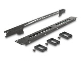 Delock 19″ Keystone Patchpanel 16 Port mit 3 Bügeln und Entlastungsschiene 1 HE schwarz