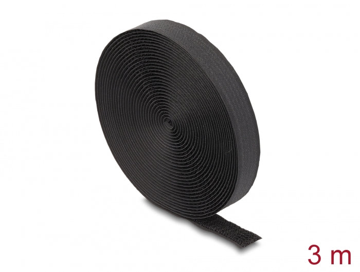 Delock Klettband auf Rolle mit Schlaufe L 3 m x B 20 mm schwarz