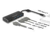 Delock USB 5 Gbps Adapter USB Type-C™ zu 3 x USB 5 Gbps Typ-A Hub + 1 x HDMI (DP Alt Mode) 4K 30 Hz