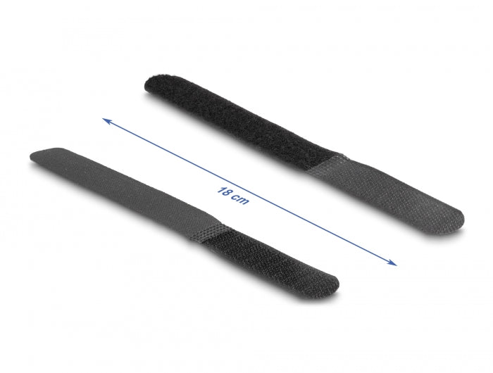 Delock Klettkabelbinder L 180 x B 20 mm schwarz 10 Stück