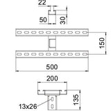 BETTERMANN Schraubkopfplatte U-Profil KUS7 MS-2-500 FT f.Deckenmont