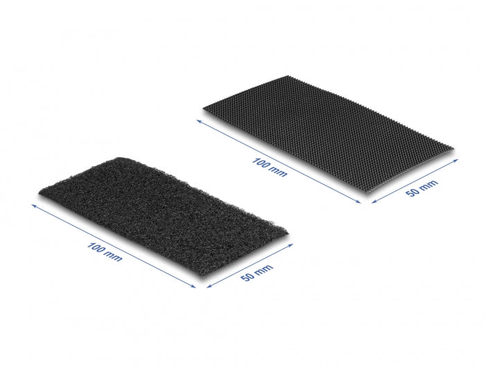 Delock Klettpad selbstklebend mit Klett-Kabelbinder Set 10 Stück schwarz