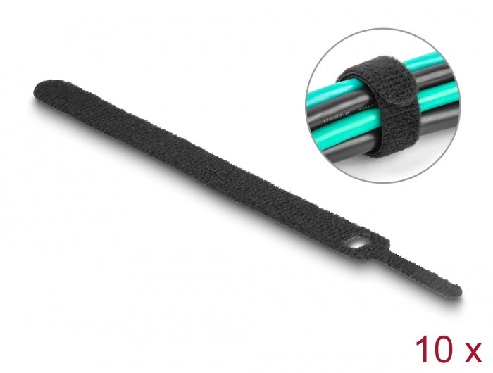 Delock Klett-Kabelbinder L 150 x B 12 mm schwarz 10 Stück