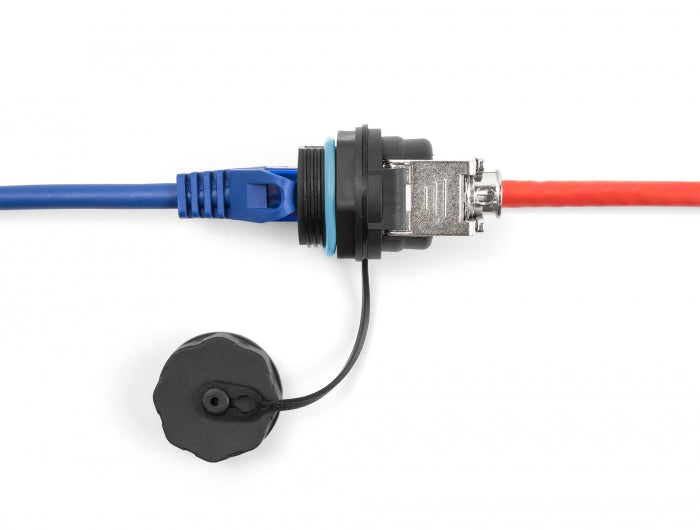 Delock Kabelverbinder RJ45 Buchse zu Cat.6A LSA mit Verschlusskappe wasserfest